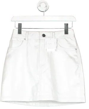 CAMI NYC White Sabine Genuine Leather Skirt Pearl  BNWT UK 6