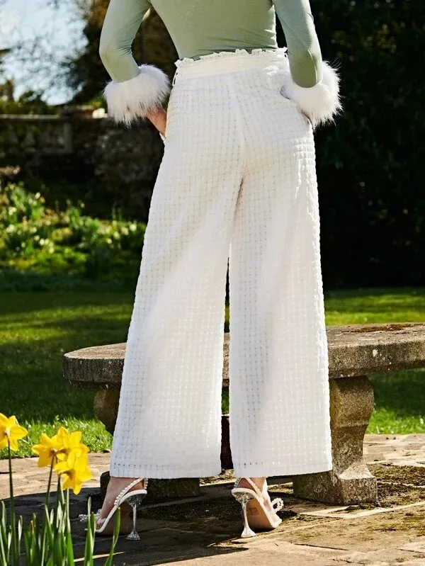 CM-BS111606 Women Elegant Seoul Style Paperbag Waist Belted Wide Leg Pants