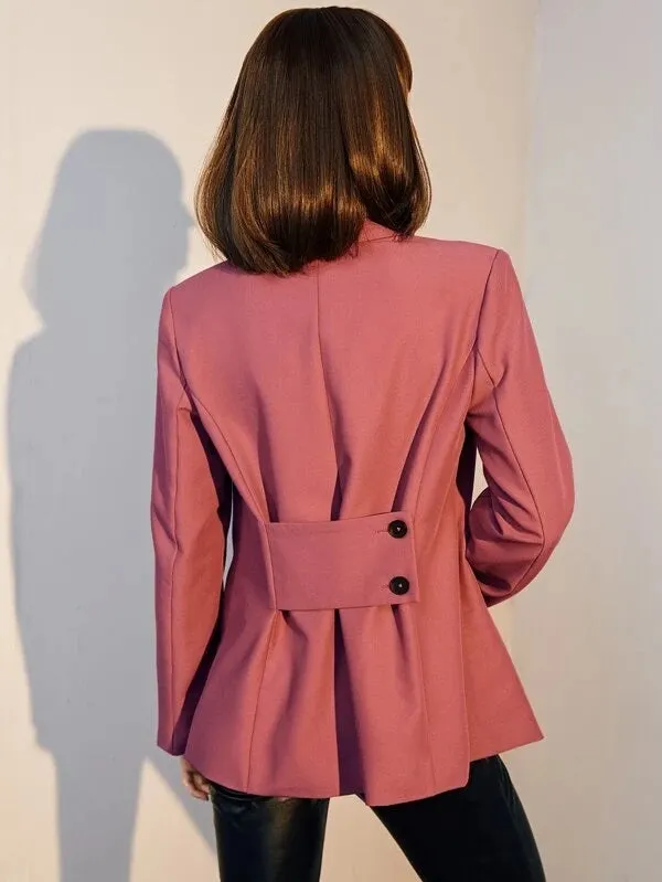 CM-CS514717 Women Elegant Seoul Style Long Sleeve Single Button Solid Blazer - Dusty Pink