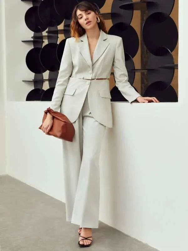 CM-CS781511 Women Elegant Seoul Style Cut Out Button Detail Single Breasted Blazer