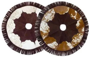 Cowhide Leather Christmas Tree Skirt - Scalloped Snowflake Center