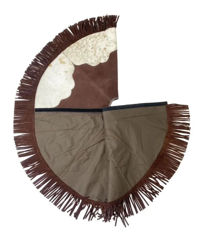 Cowhide Leather Christmas Tree Skirt - Scalloped Snowflake Center