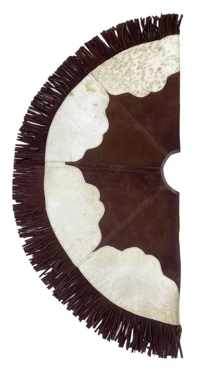 Cowhide Leather Christmas Tree Skirt - Scalloped Snowflake Center