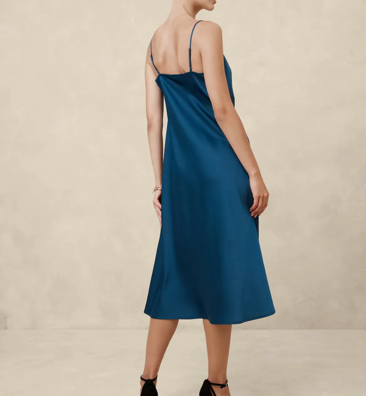 Cowl Neck Midi Slip Dress