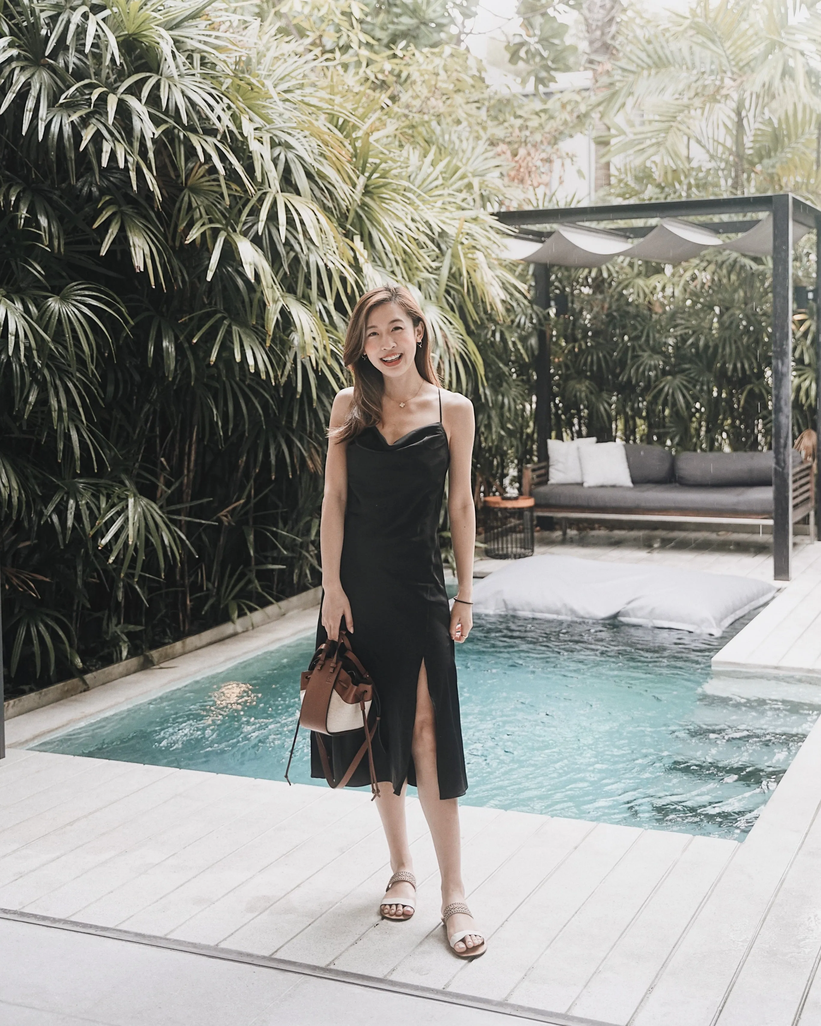 Cowl Neck Midi Slip Dress