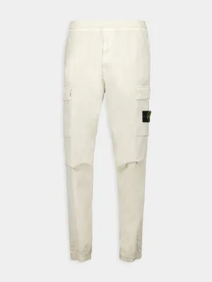 Cream Regular Tapered Fit Cargo Pants