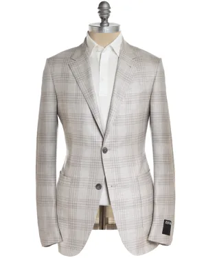 Cream Sand Tonal Plaid Sportcoat