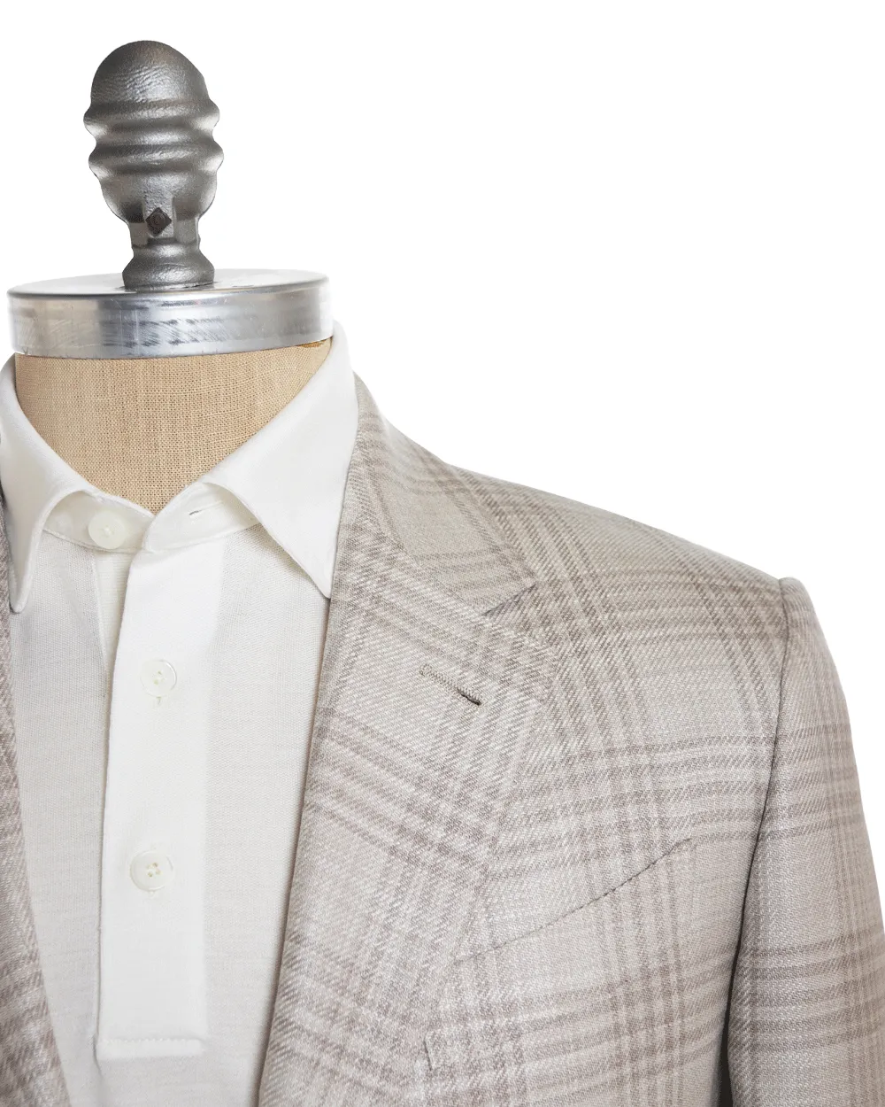Cream Sand Tonal Plaid Sportcoat