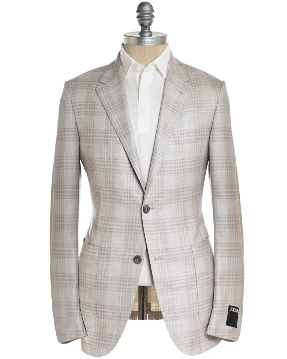 Cream Sand Tonal Plaid Sportcoat