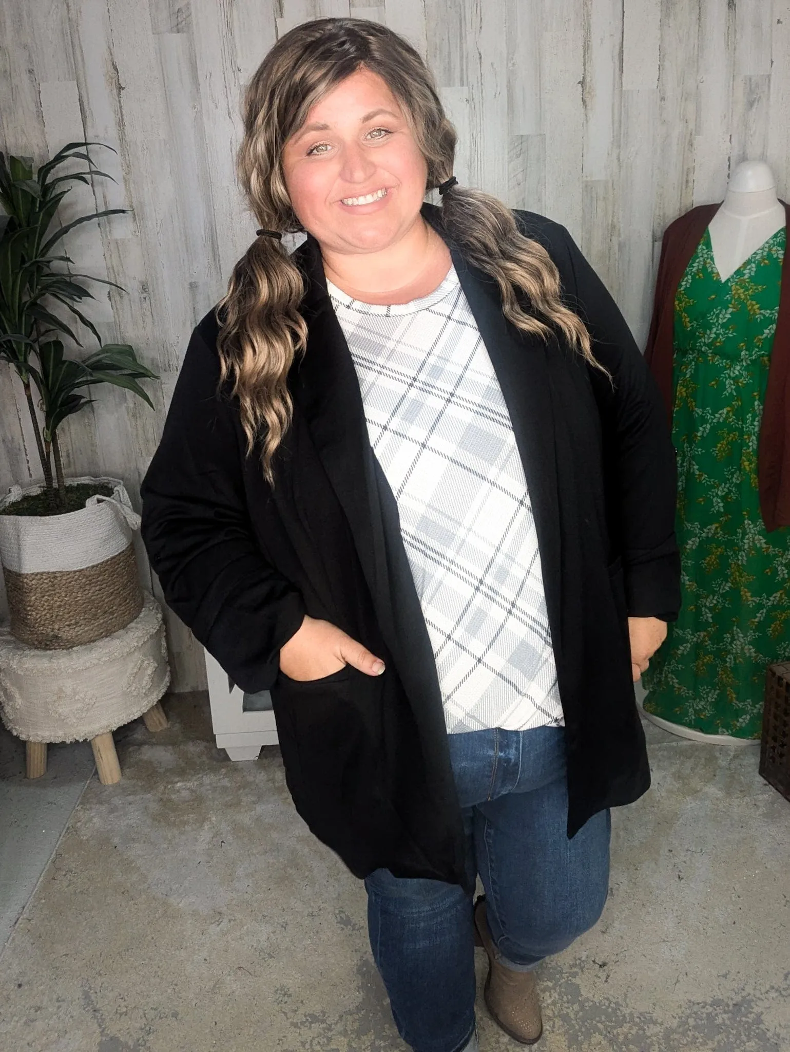 Darby Collared Blazer w/Pockets   Stretch (2 Colors)