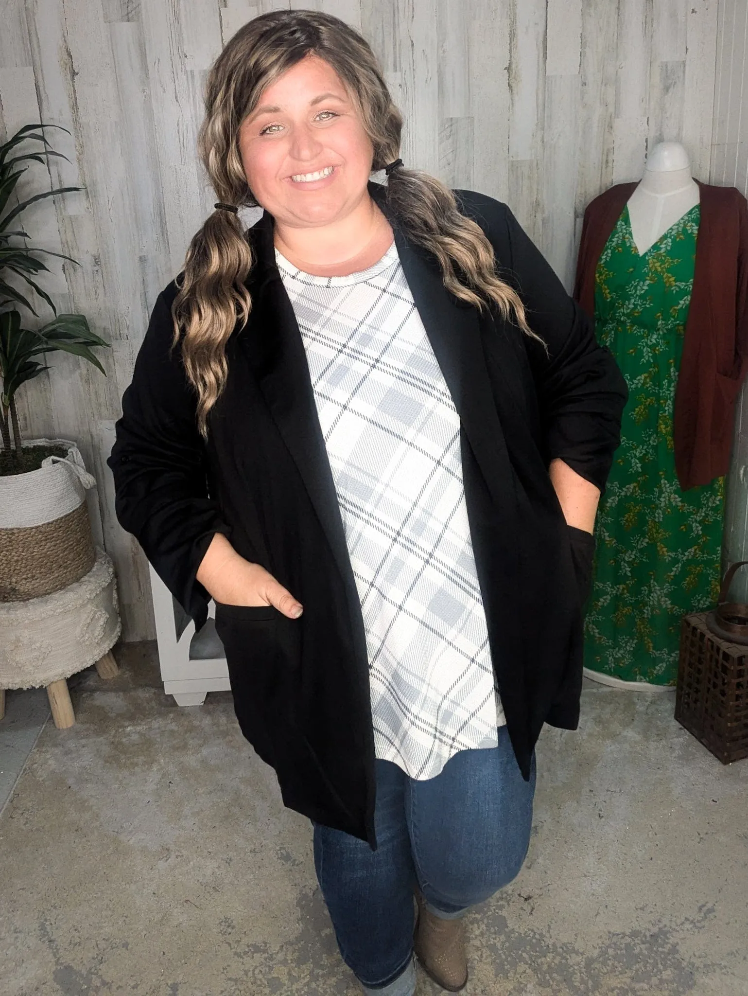 Darby Collared Blazer w/Pockets   Stretch (2 Colors)