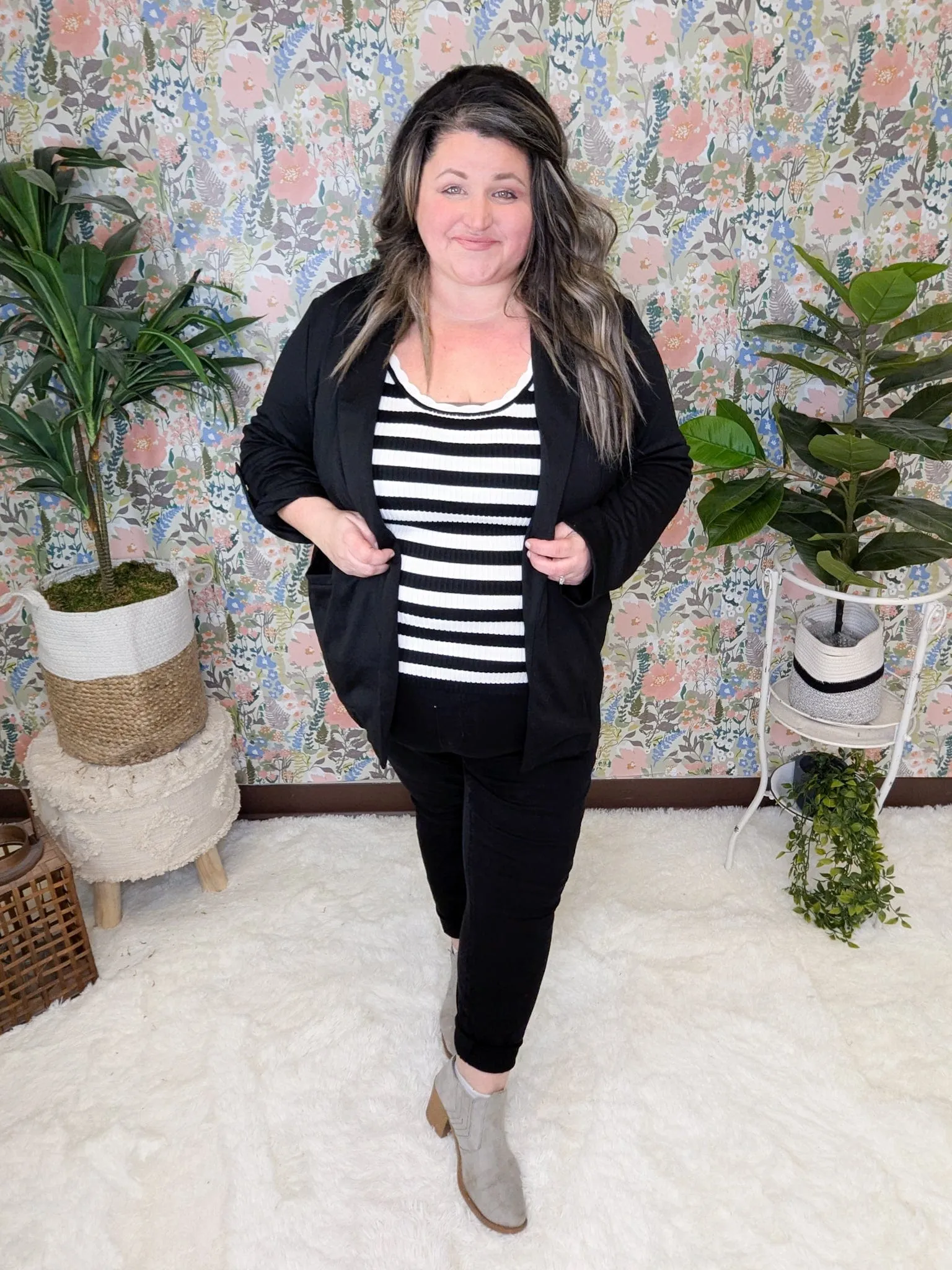 Darby Collared Blazer w/Pockets   Stretch (2 Colors)