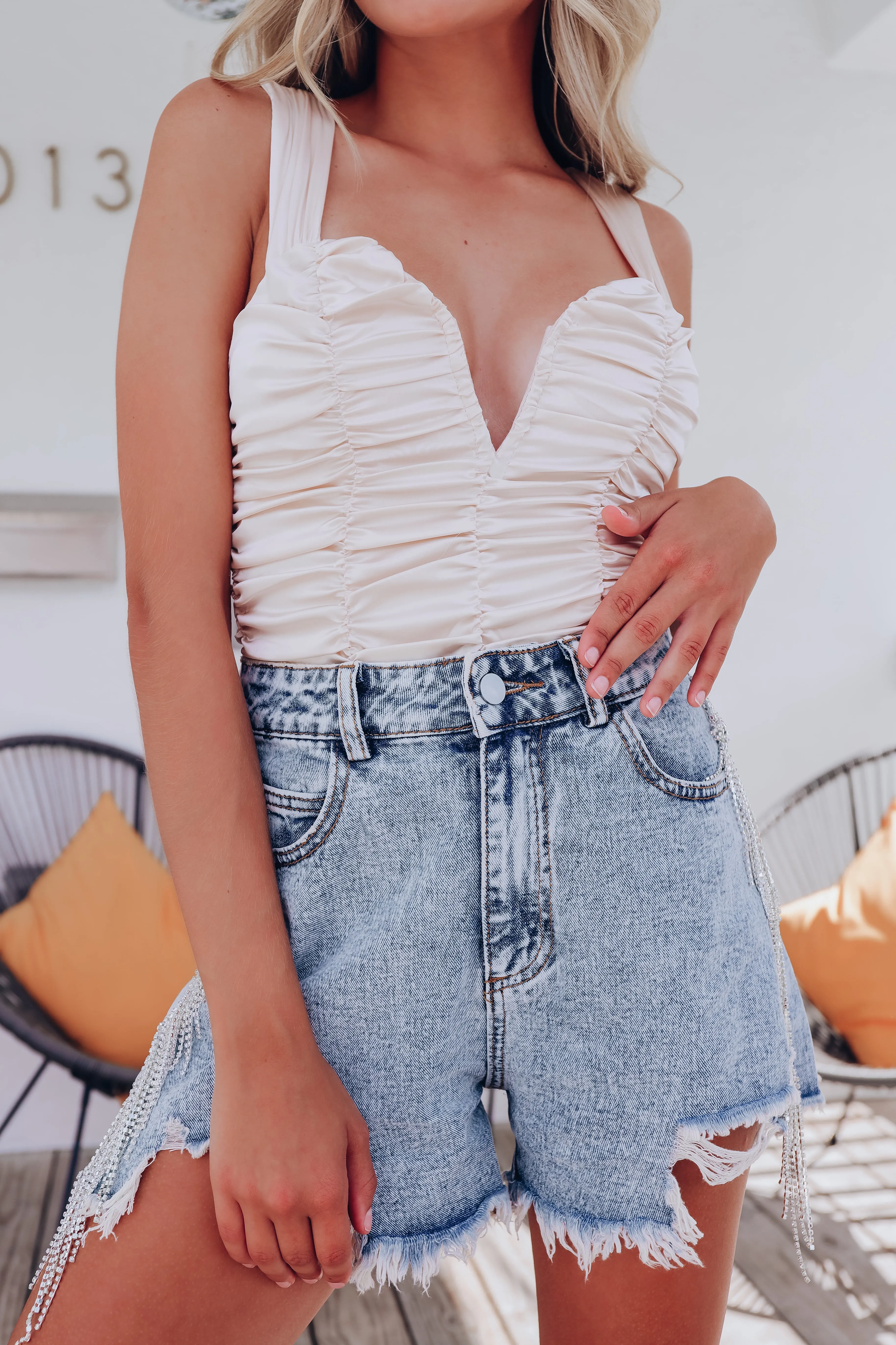 Daring Ruched Bodysuit - Champagne