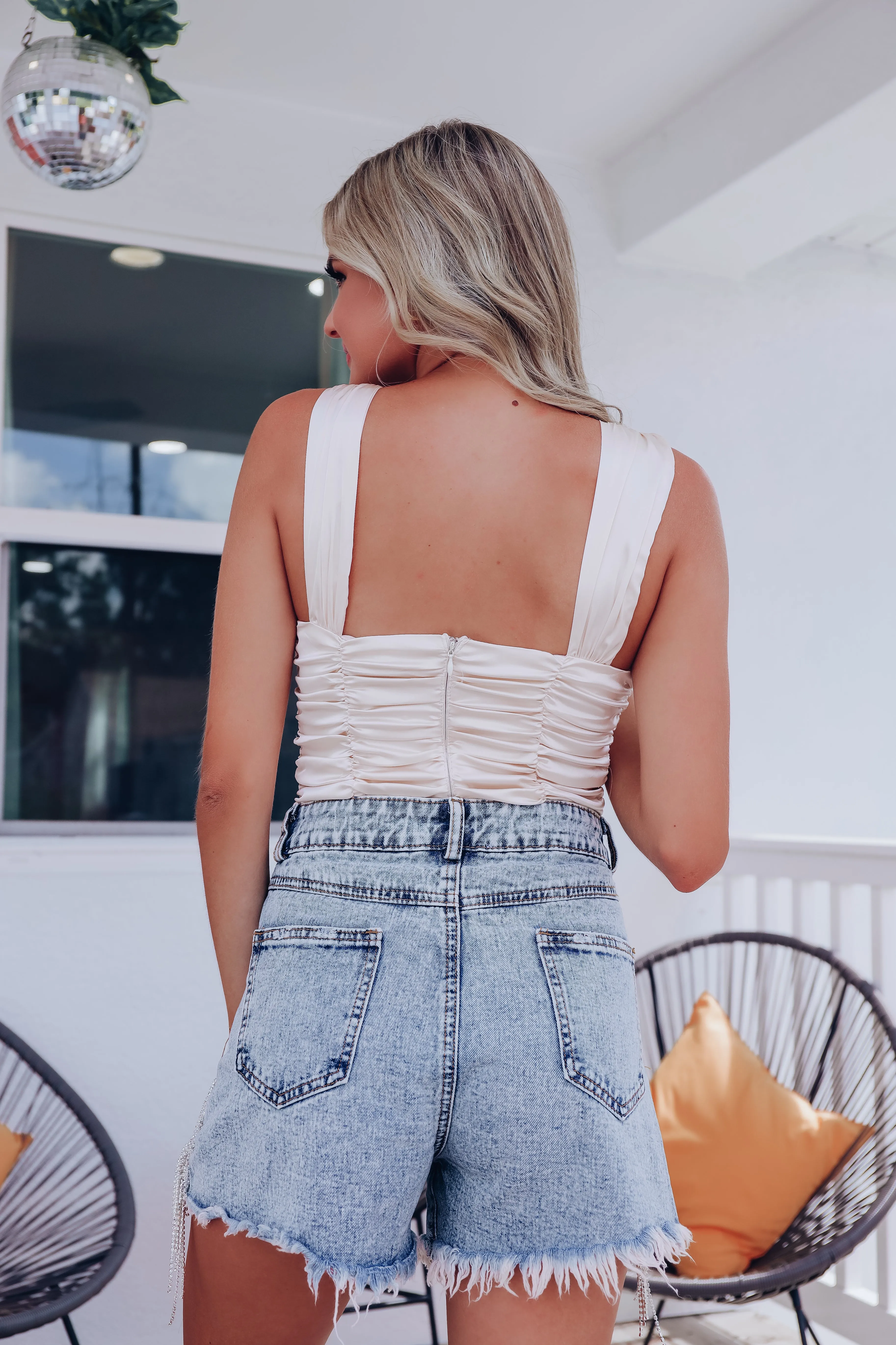 Daring Ruched Bodysuit - Champagne