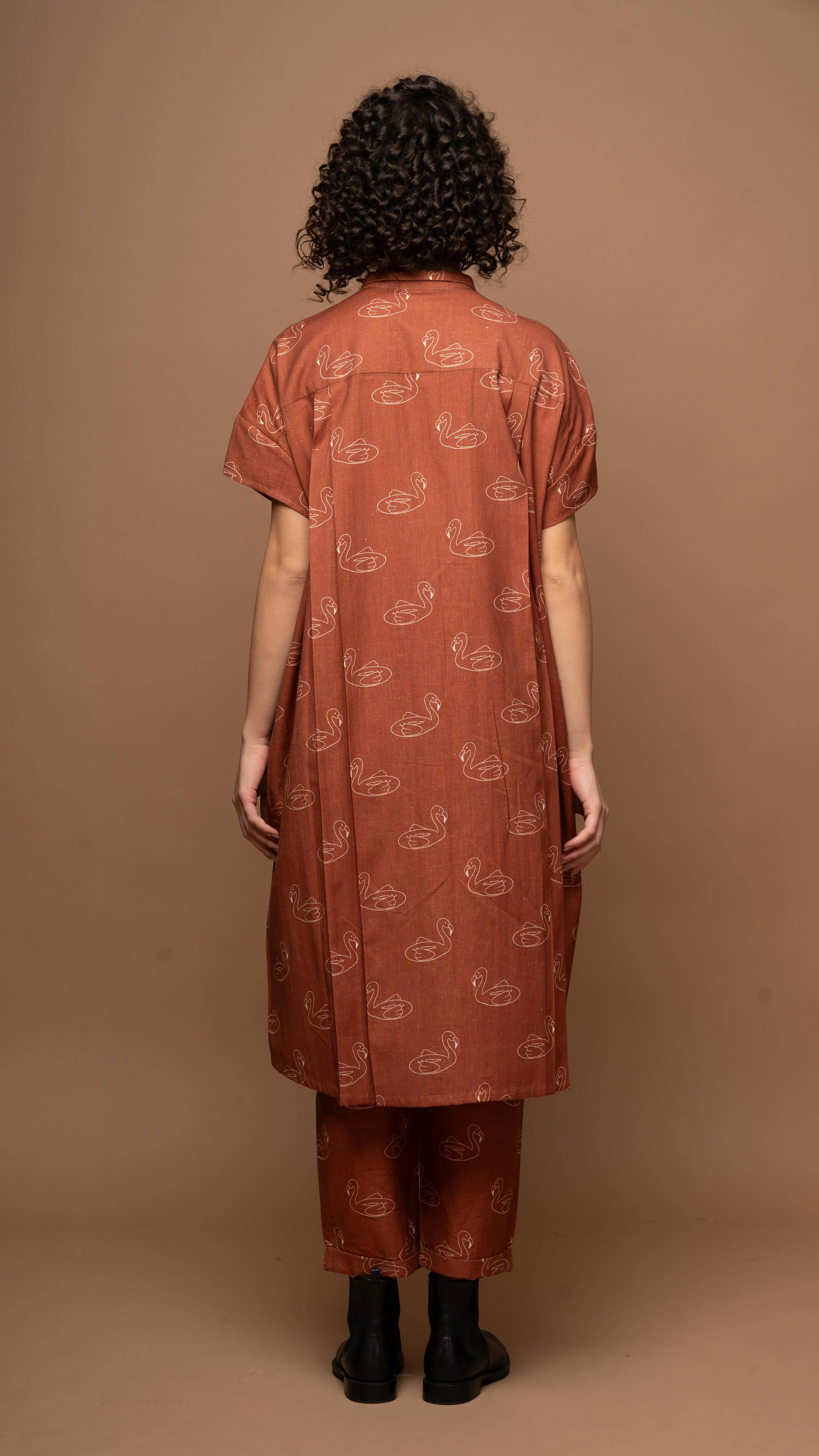 Deep Rust Serene Co-ord Pants Set in Keep Floating Pattern