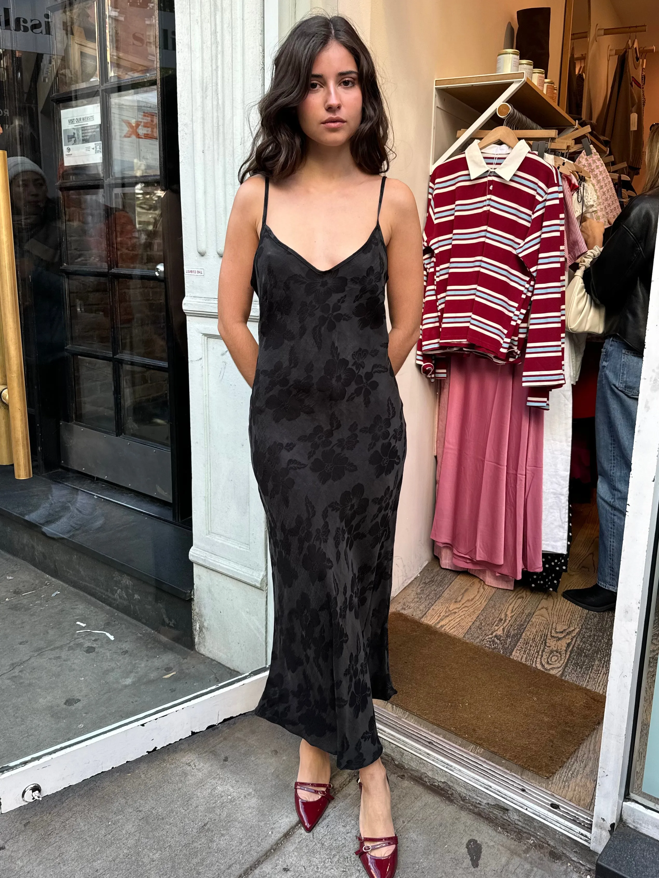Desire Slip Dress in Black Floral