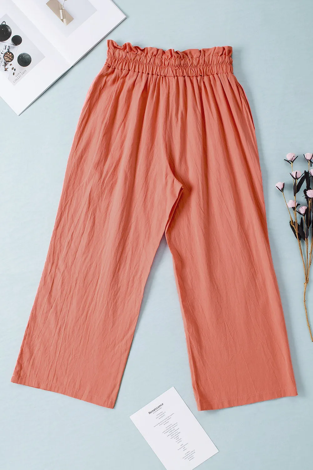 Drawstring Paperbag Waist Wide Leg Pants (6 Colors)