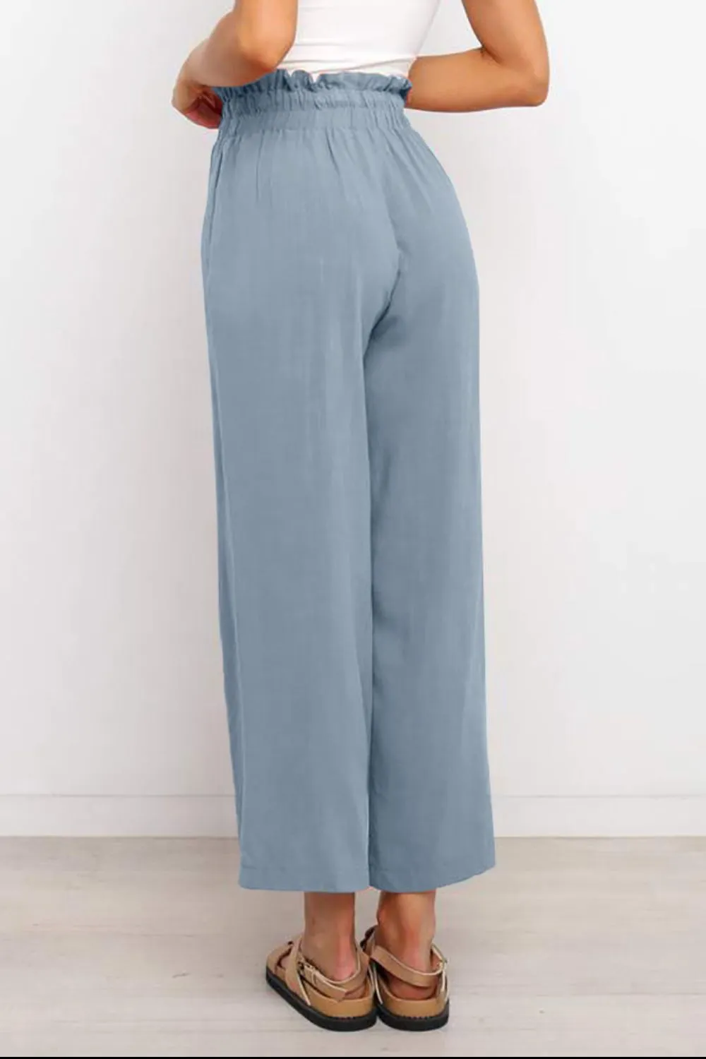 Drawstring Paperbag Waist Wide Leg Pants (6 Colors)