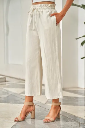 Drawstring Paperbag Waist Wide Leg Pants (6 Colors)