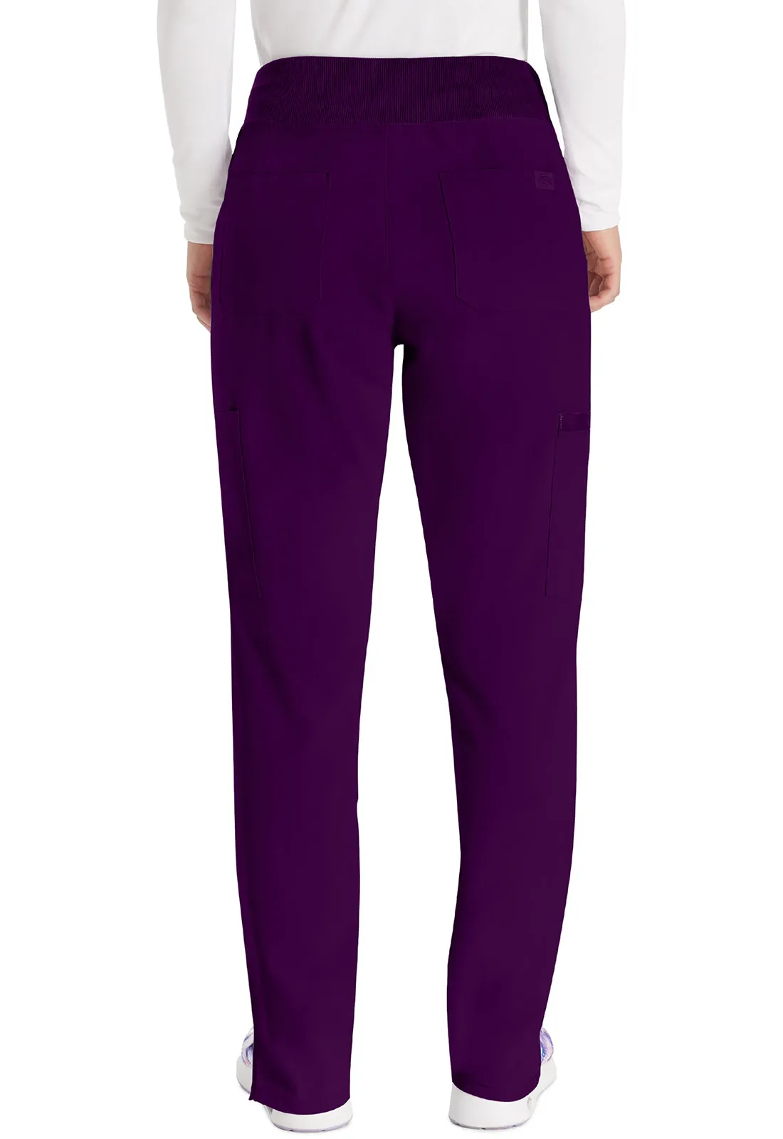 EDS Essentials DK005 Natural Rise Tapered Leg Pull-On Pants Eggplant