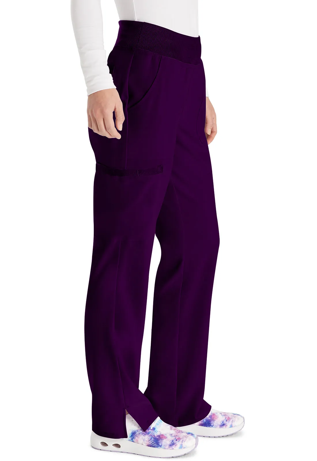 EDS Essentials DK005 Natural Rise Tapered Leg Pull-On Pants Eggplant