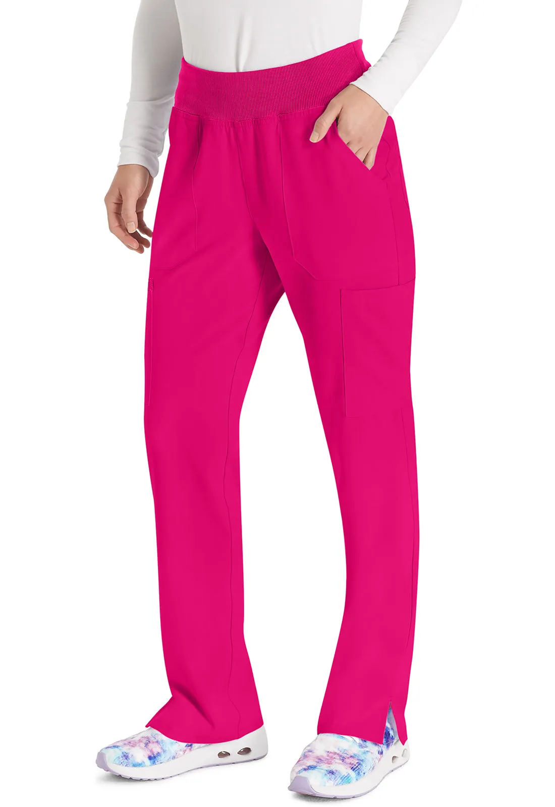EDS Essentials DK005 Natural Rise Tapered Leg Pull-On Pants Hot Pink