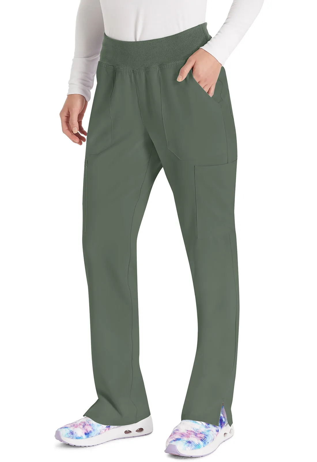 EDS Essentials DK005 Natural Rise Tapered Leg Pull-On Pants Olive