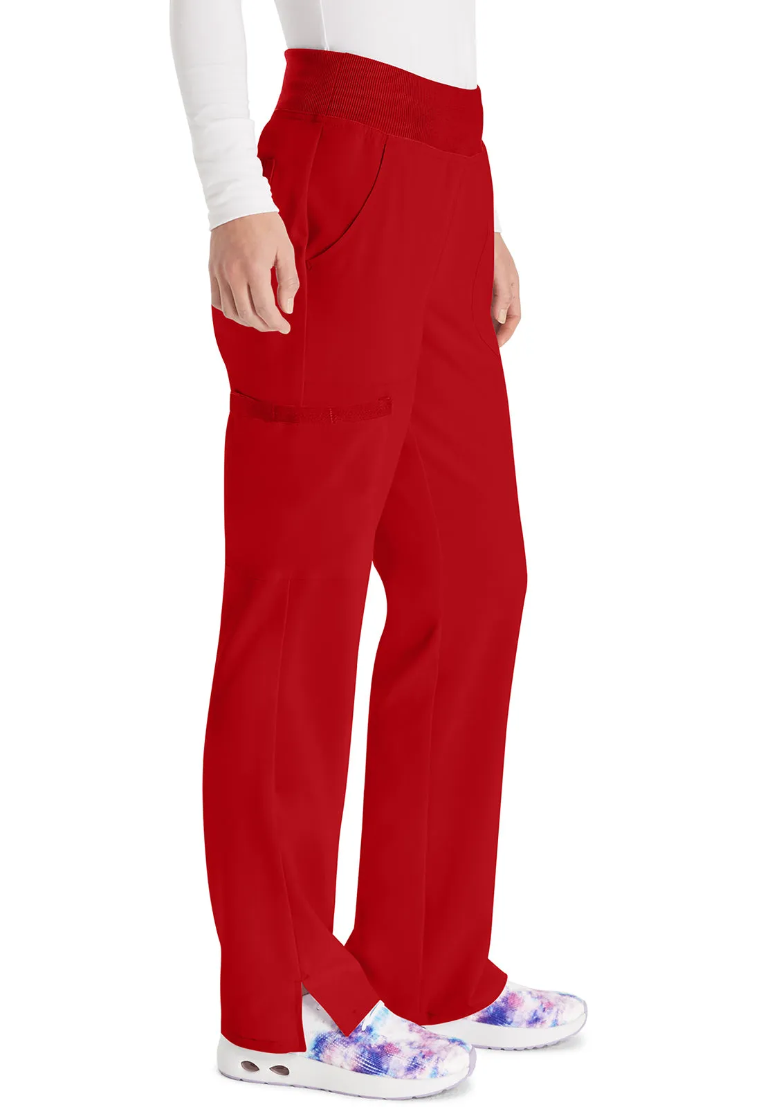 EDS Essentials DK005 Natural Rise Tapered Leg Pull-On Pants Red