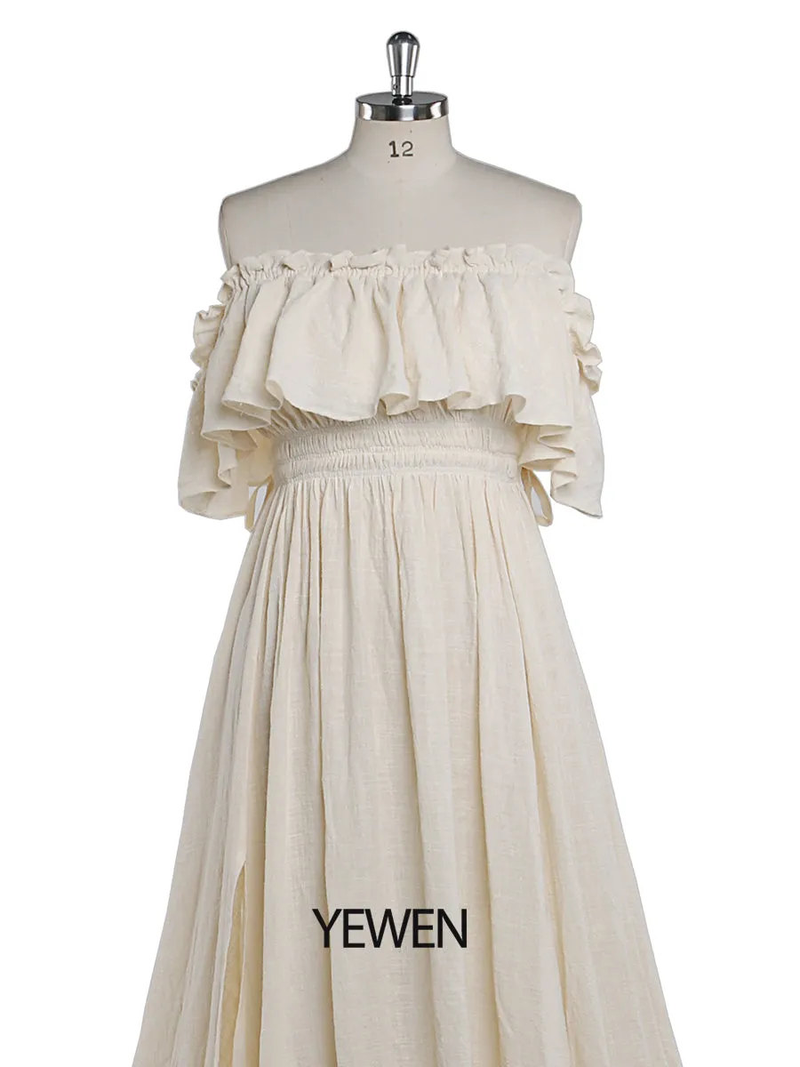 Elegant Off The Shoulder Maternity Dresses for Photo Shoot Adjustable Waist Maternity Gown for Baby Shower Maxi Dress YEWEN YD22107