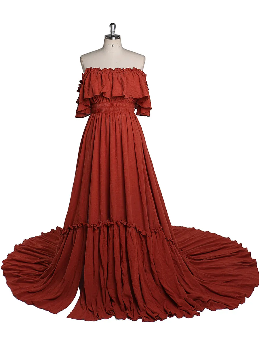 Elegant Off The Shoulder Maternity Dresses for Photo Shoot Adjustable Waist Maternity Gown for Baby Shower Maxi Dress YEWEN YD22107