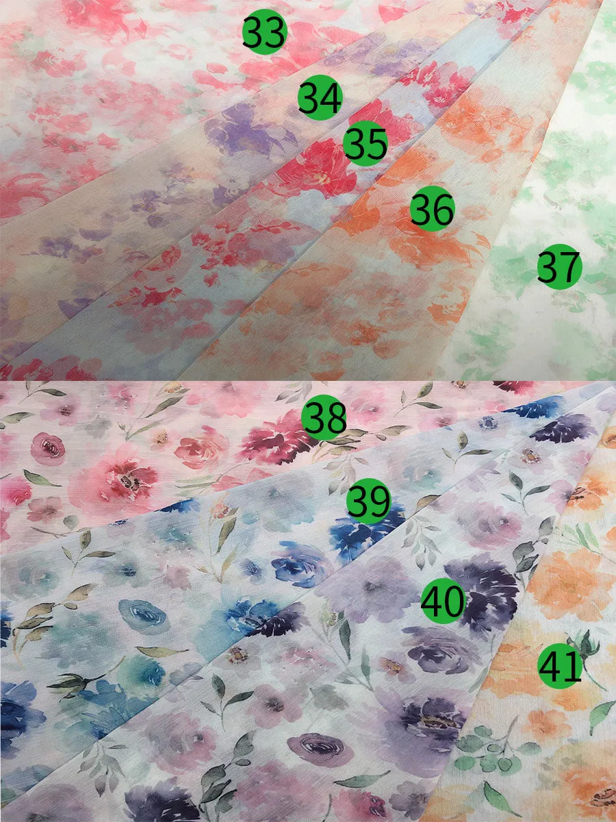Elegant Printing Chiffon Boho Dress for Photo Shoot Elastic Waist Maxi Dress YD22107-2