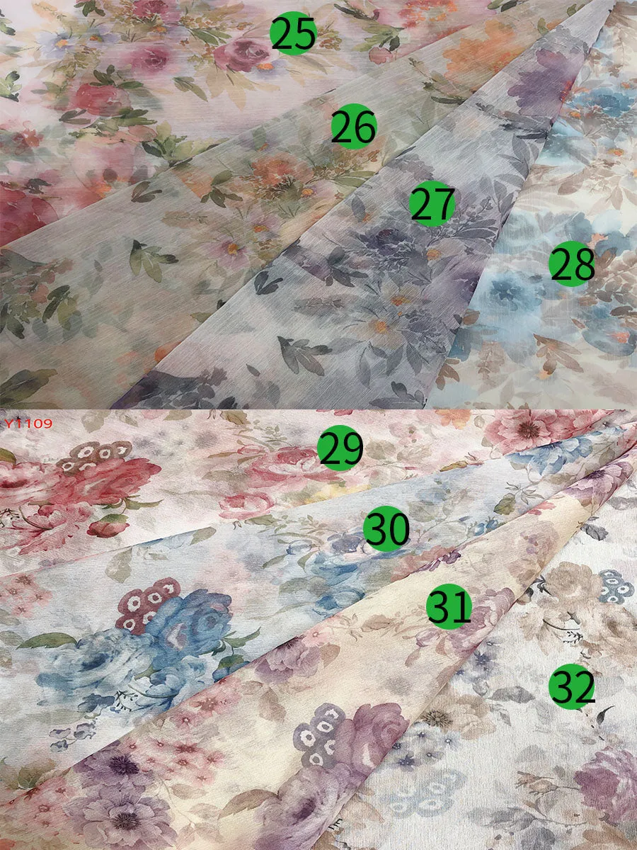 Elegant Printing Chiffon Boho Dress for Photo Shoot Elastic Waist Maxi Dress YD22107-2
