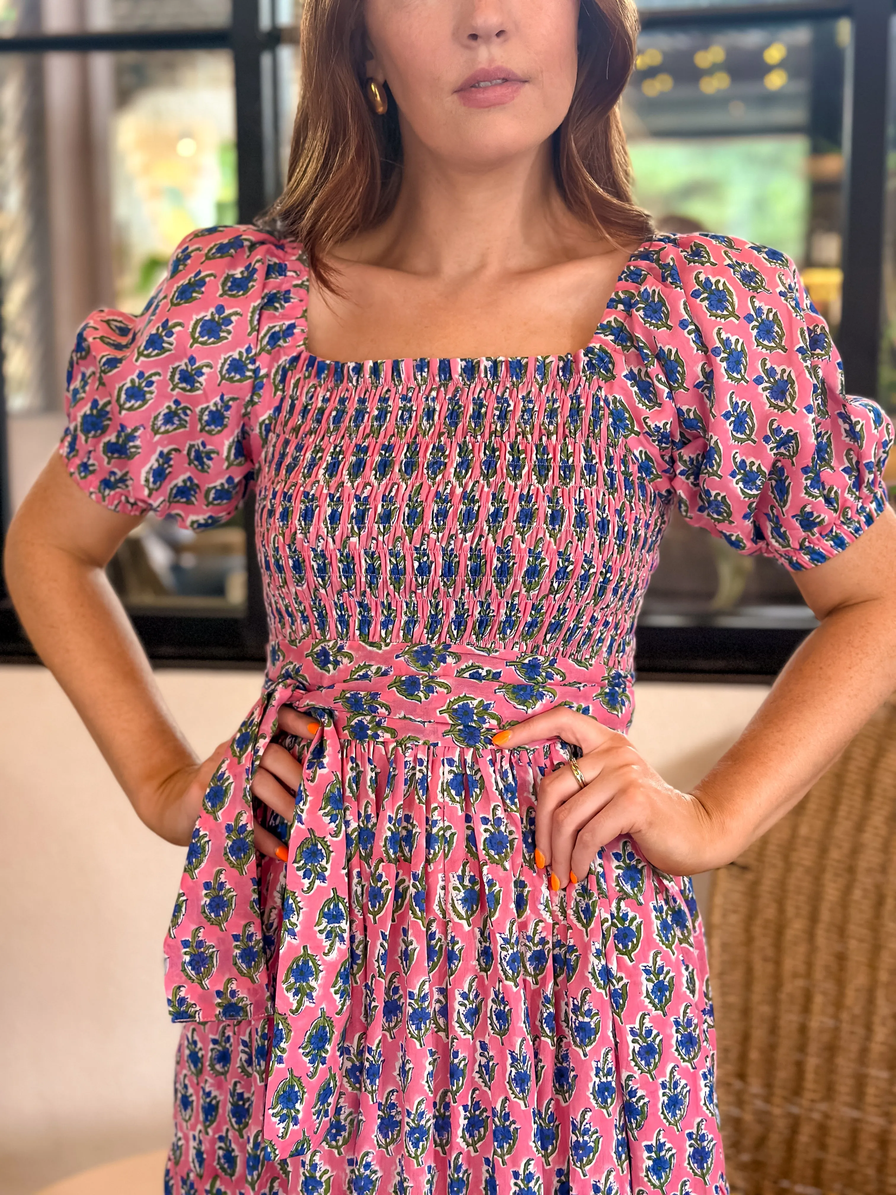 Emma Maxi Dress- Pink Blue Bonnet