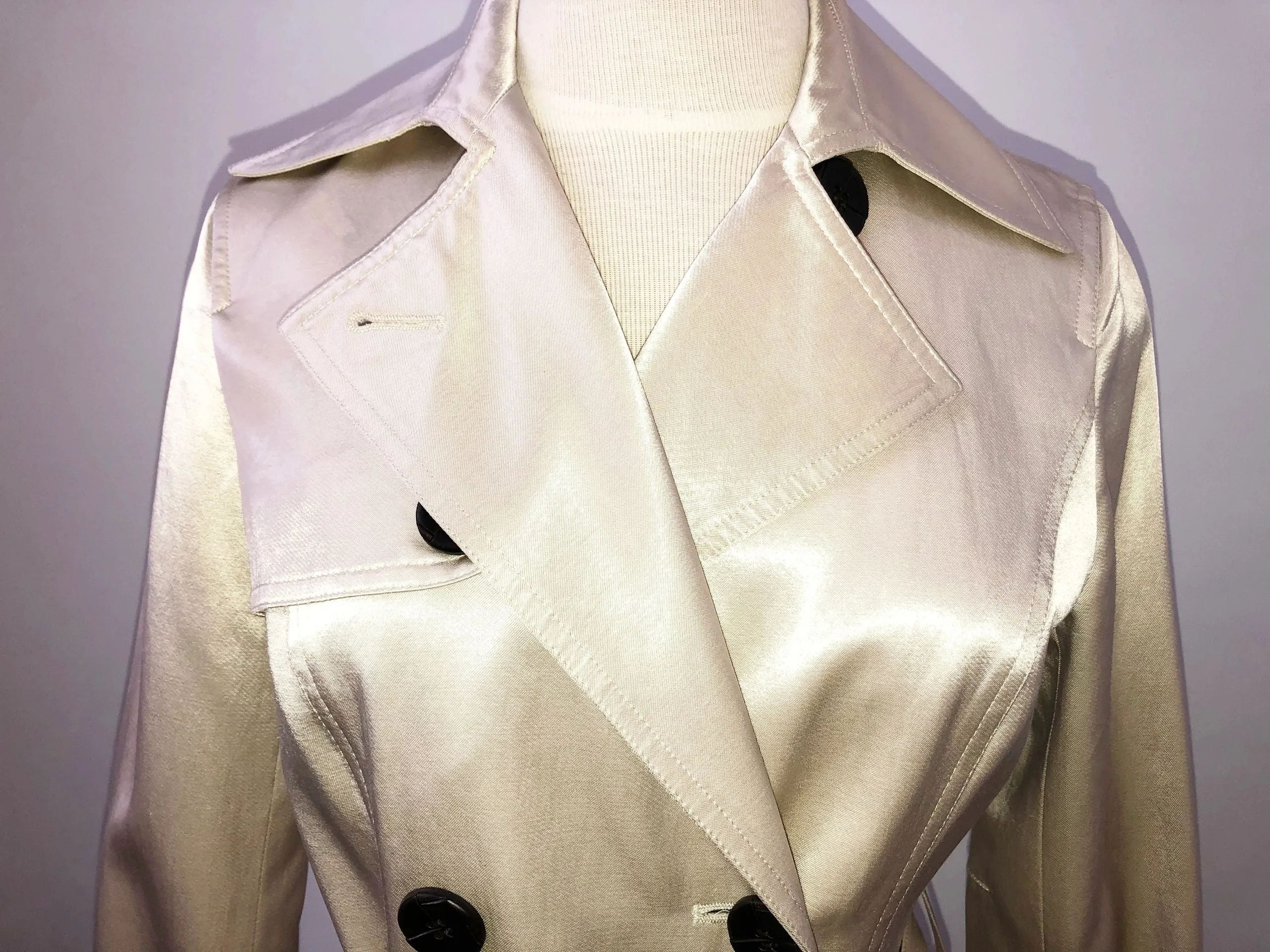 Etcetera Ivory Satin Trench Coat Size 2