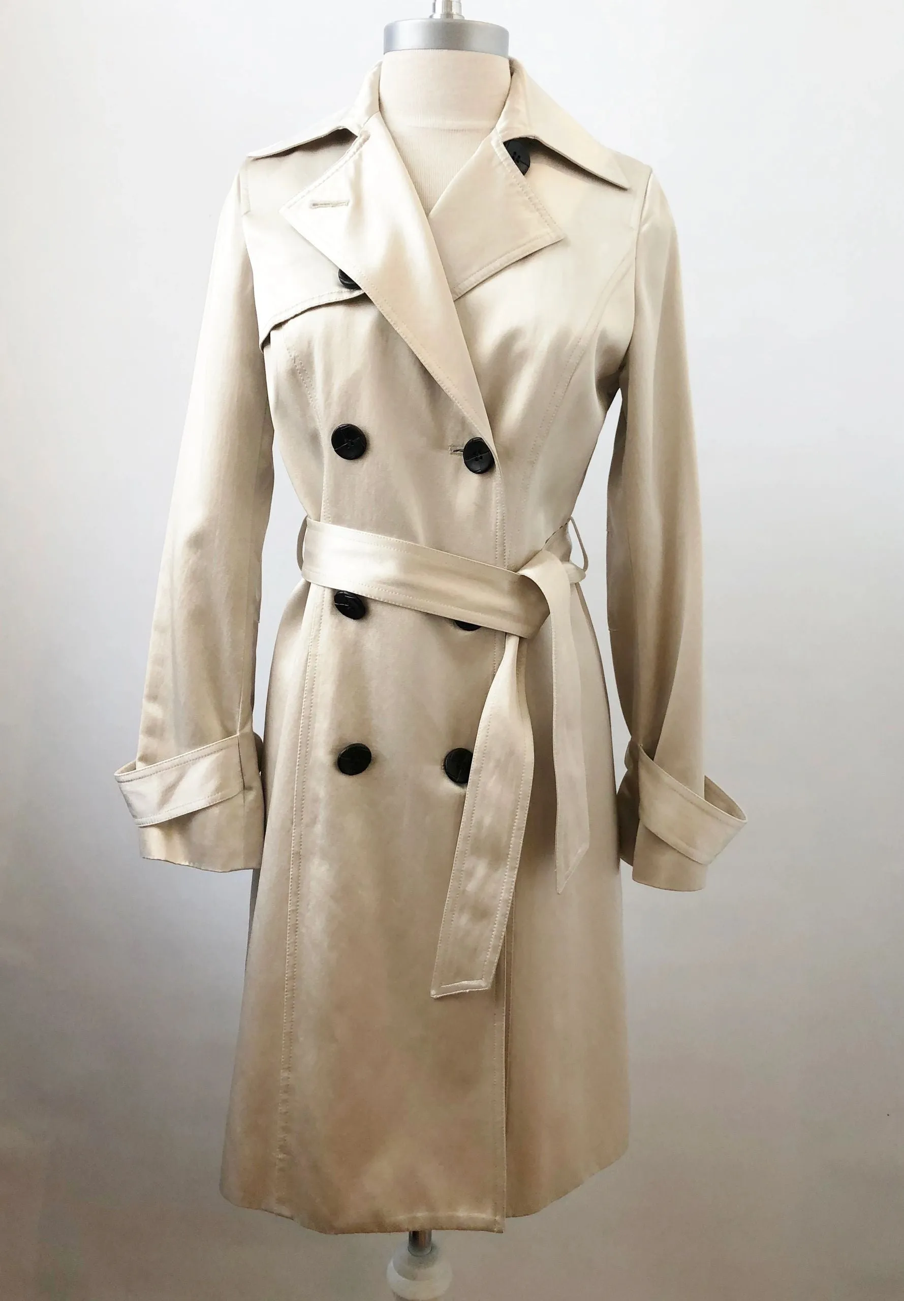 Etcetera Ivory Satin Trench Coat Size 2