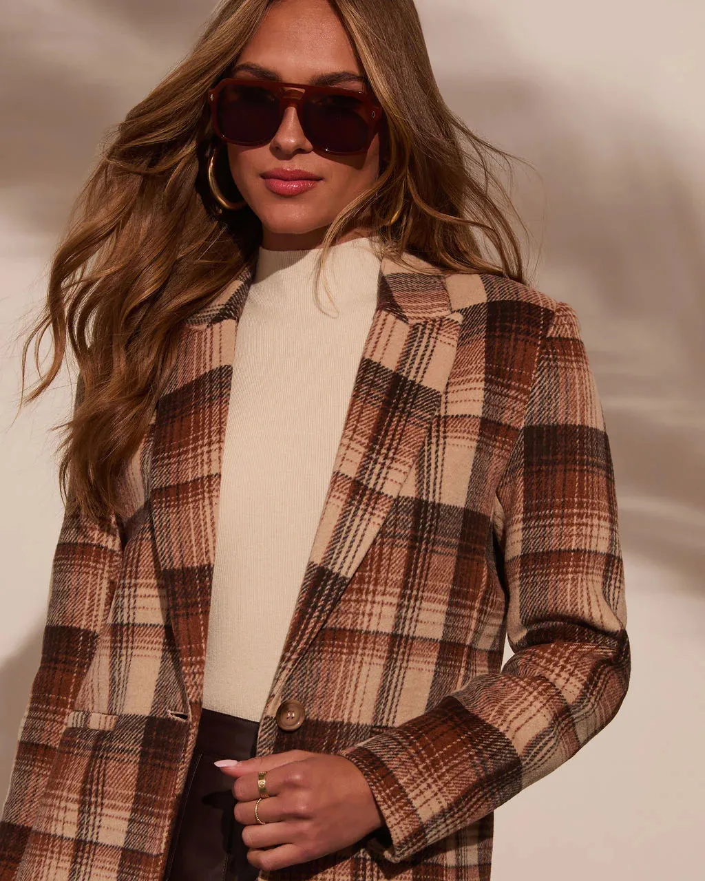 Eve Pocketed Plaid Blazer