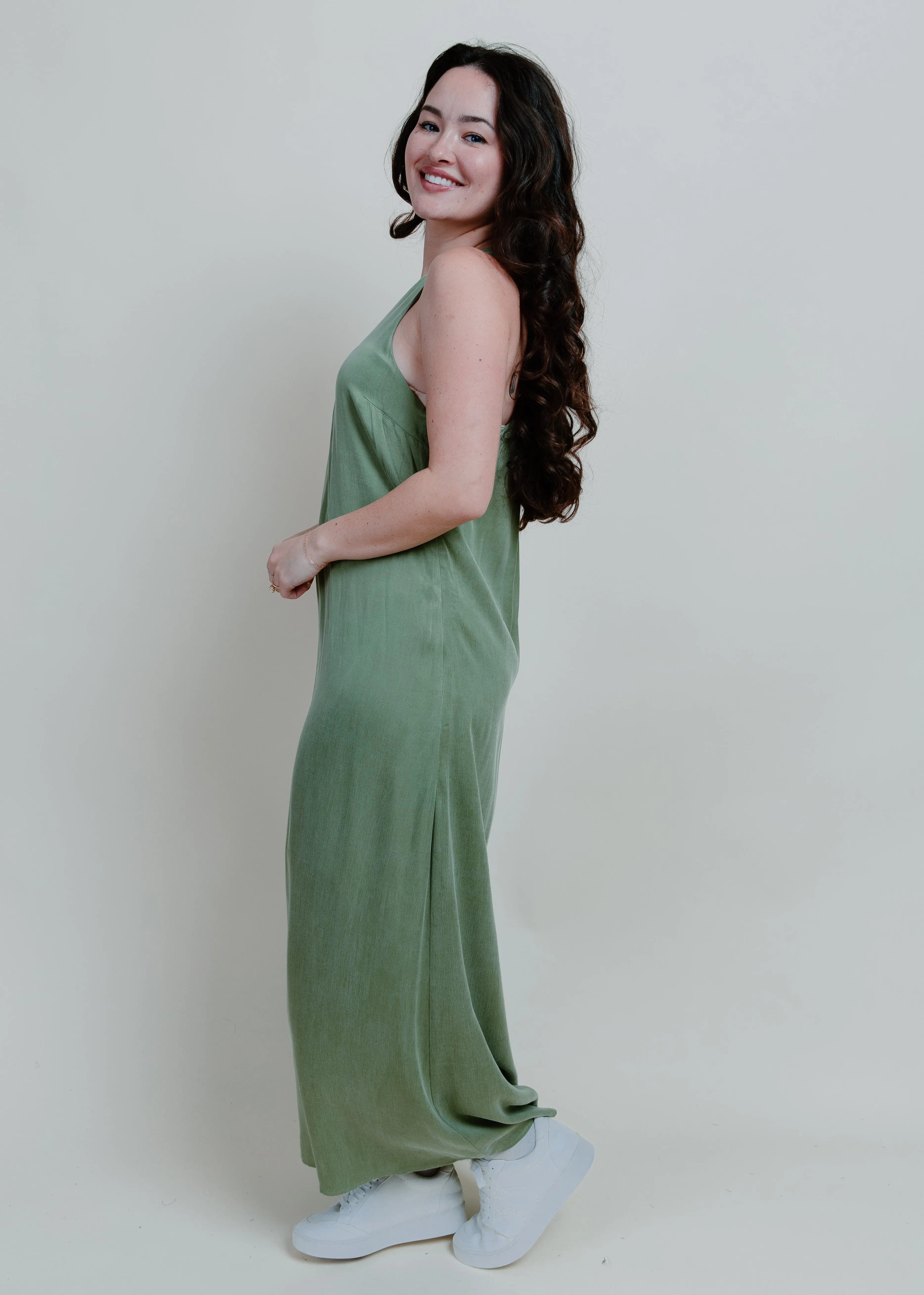 Evergreen Twist Slip Dress - Matcha