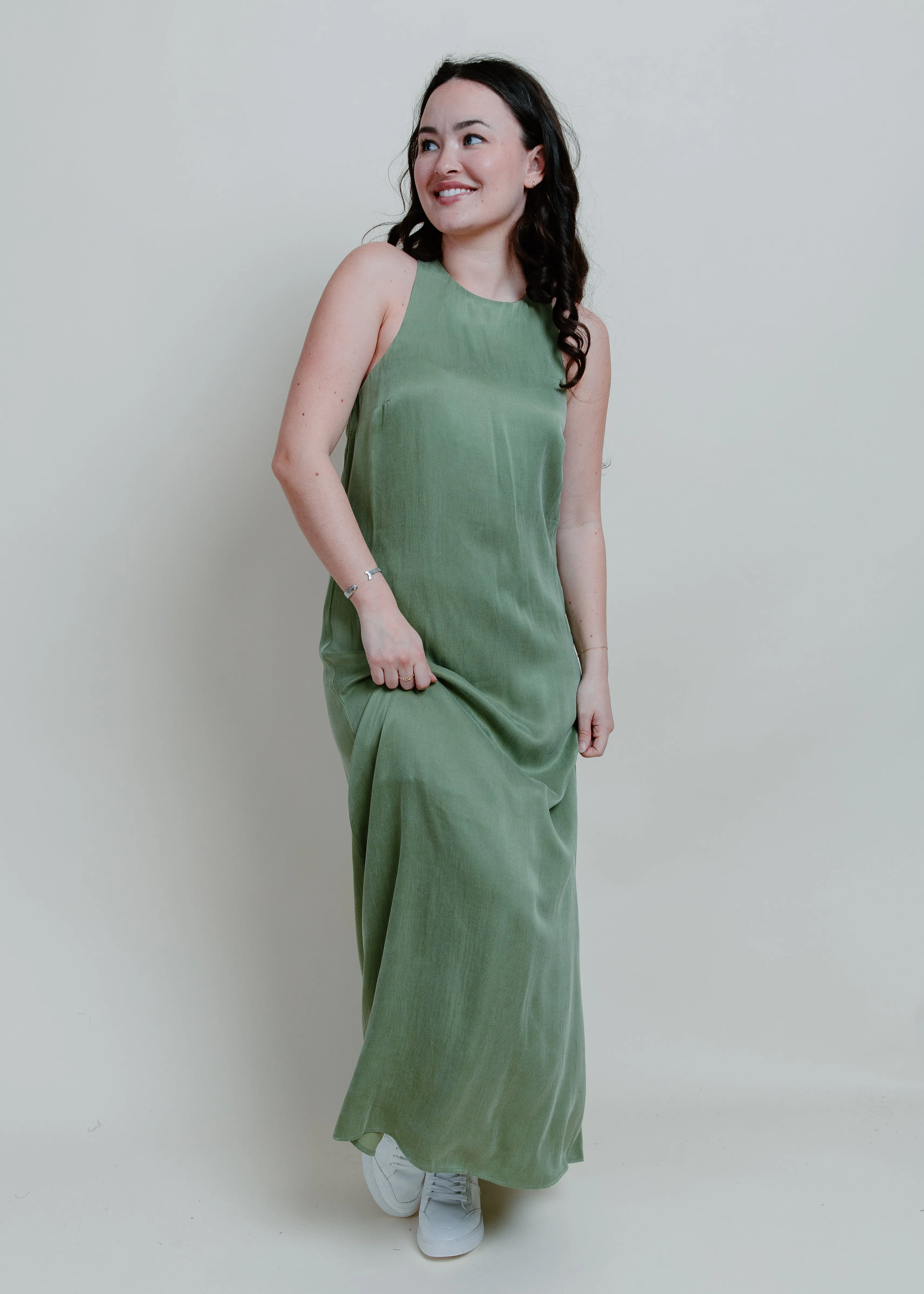 Evergreen Twist Slip Dress - Matcha