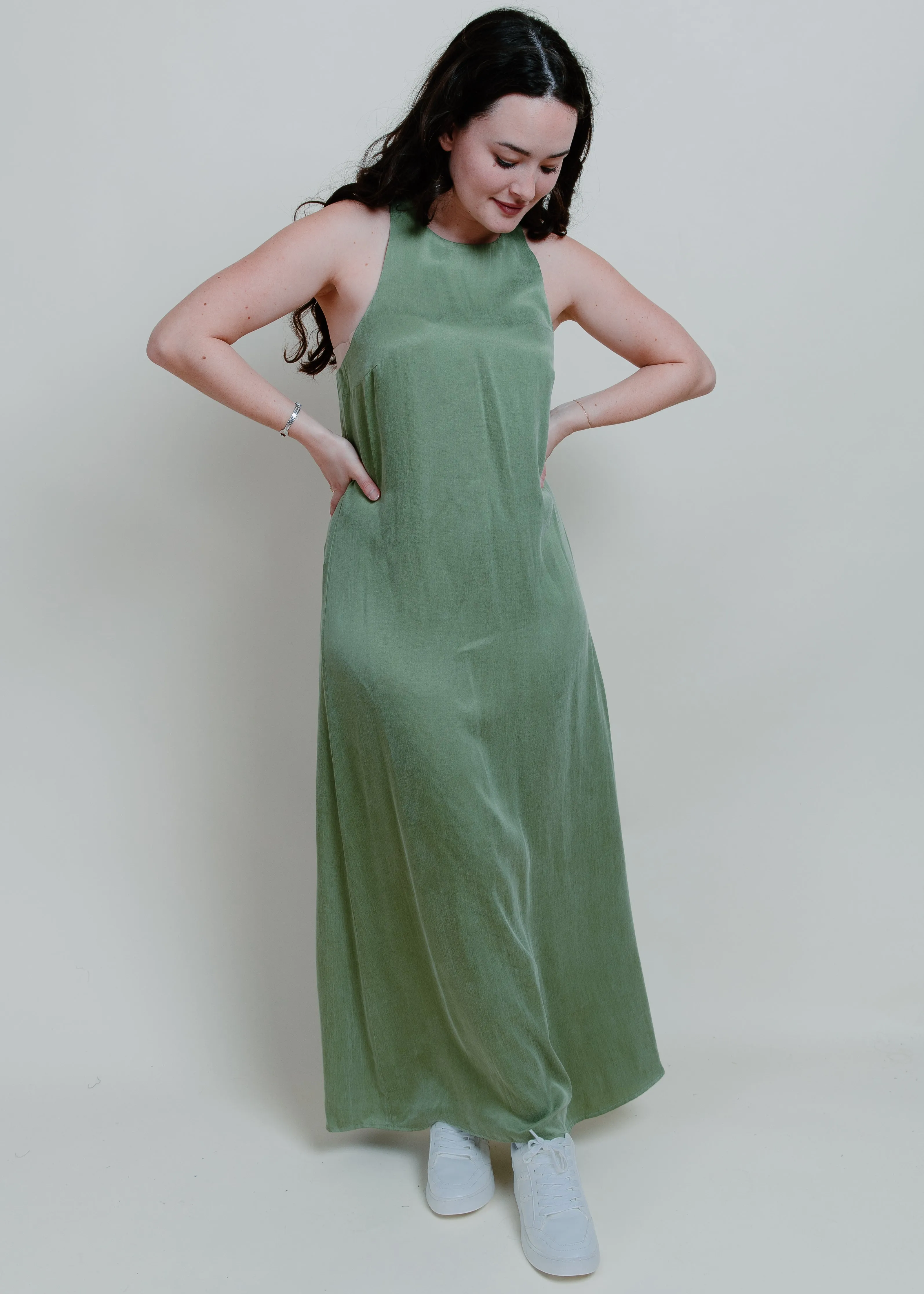 Evergreen Twist Slip Dress - Matcha
