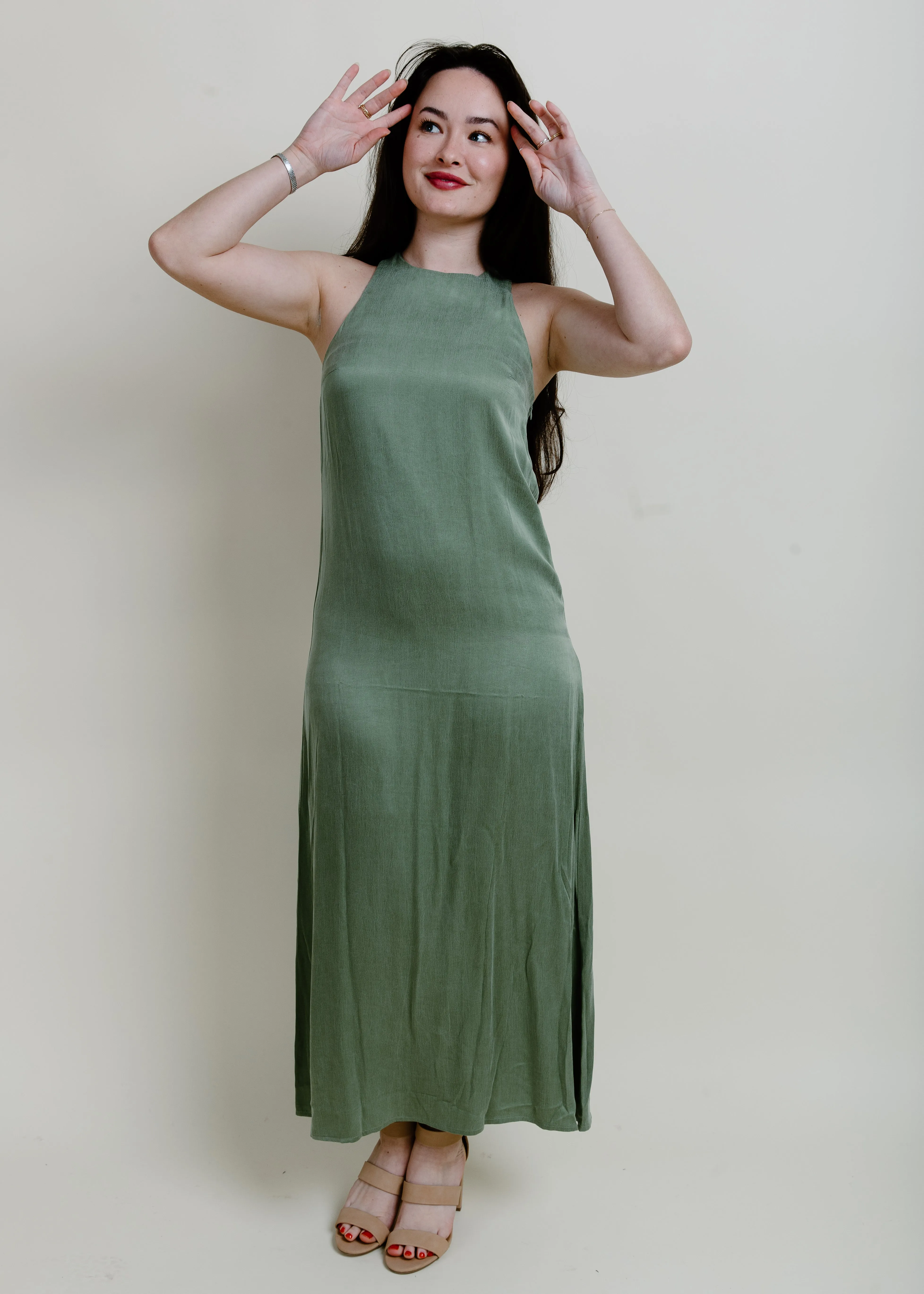 Evergreen Twist Slip Dress - Matcha