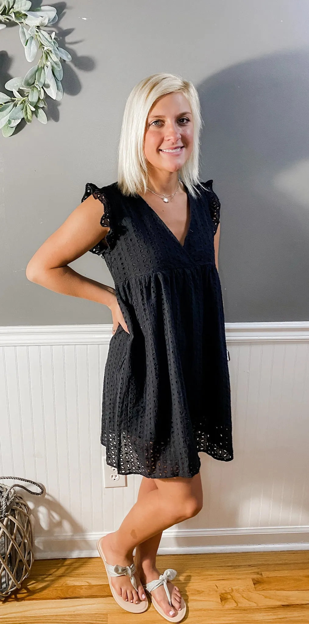 Eyelet To Be Subtle Black Dress