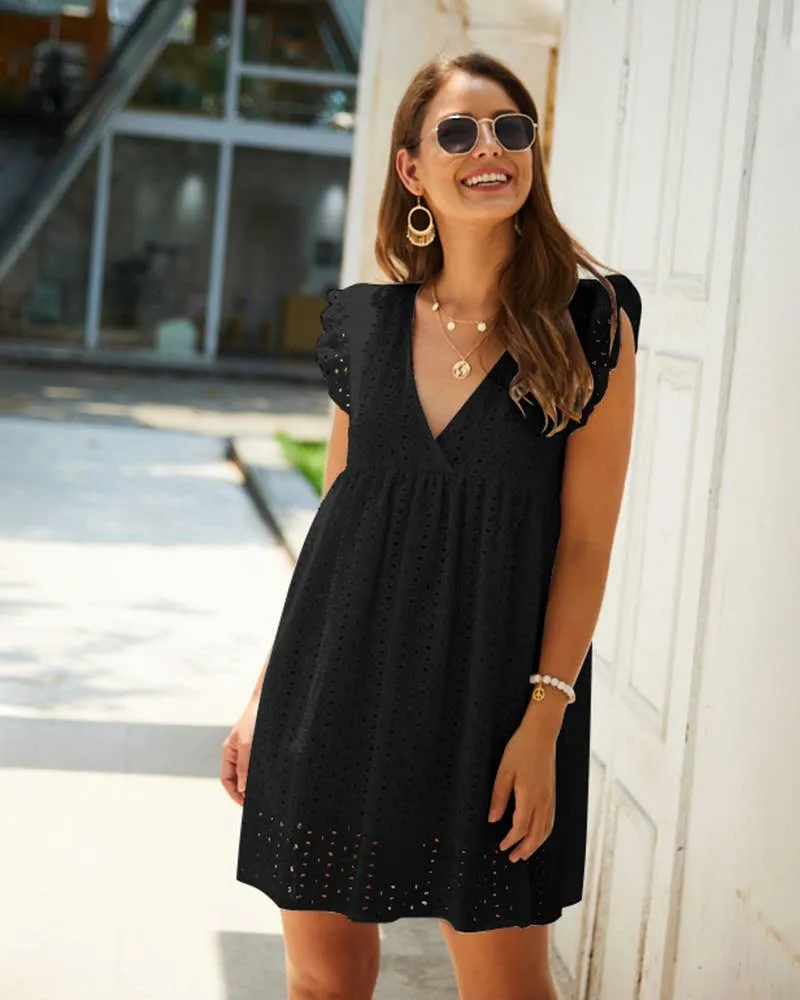 Eyelet To Be Subtle Black Dress