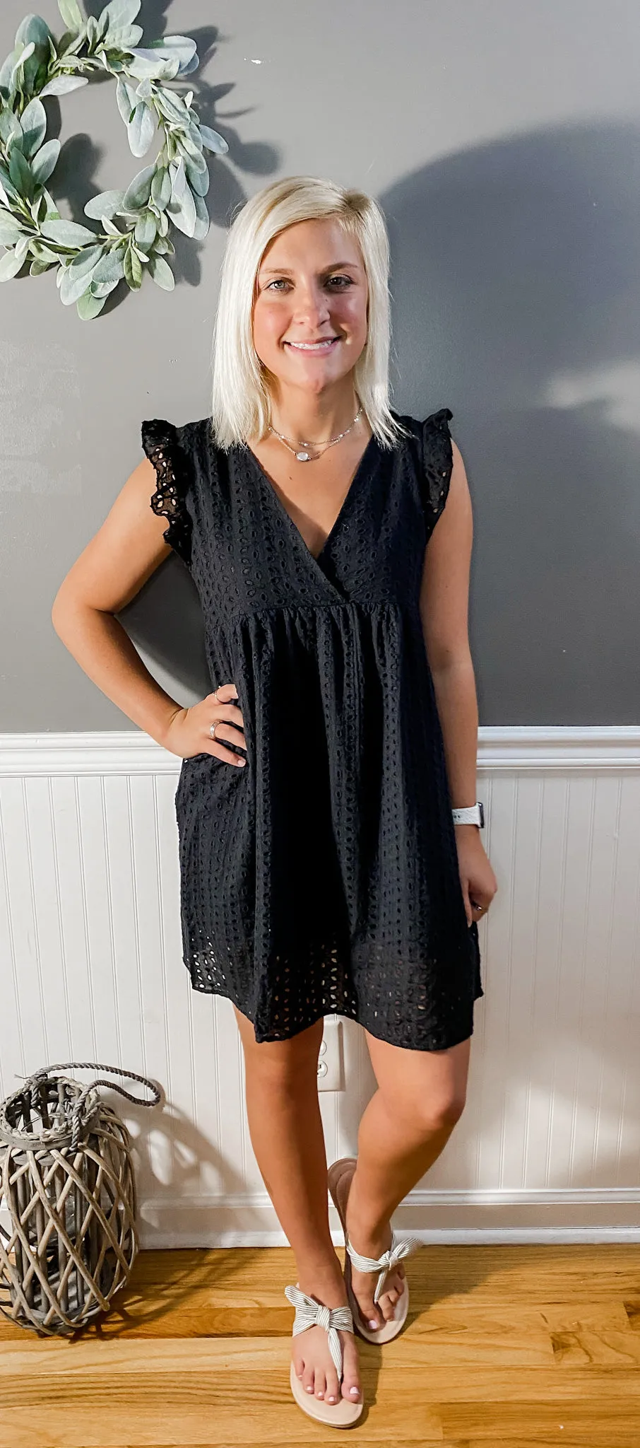 Eyelet To Be Subtle Black Dress