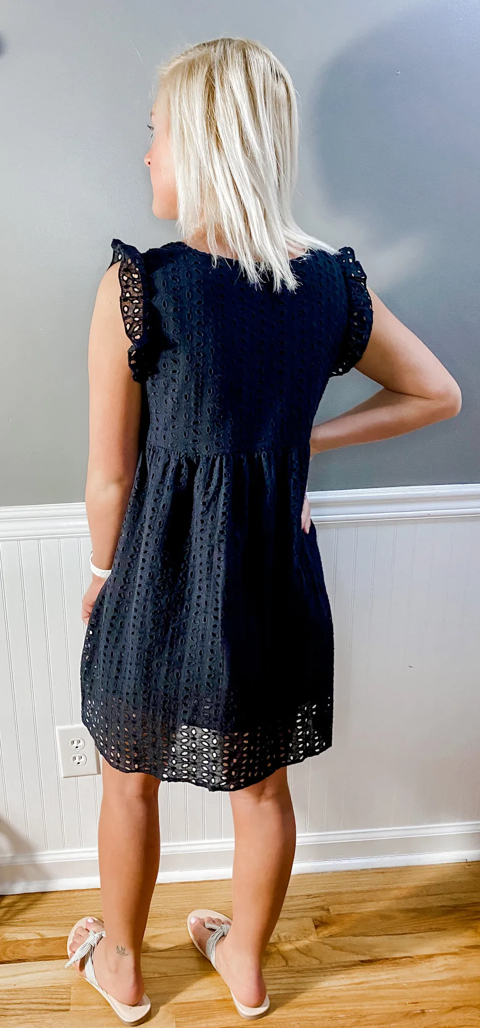 Eyelet To Be Subtle Black Dress