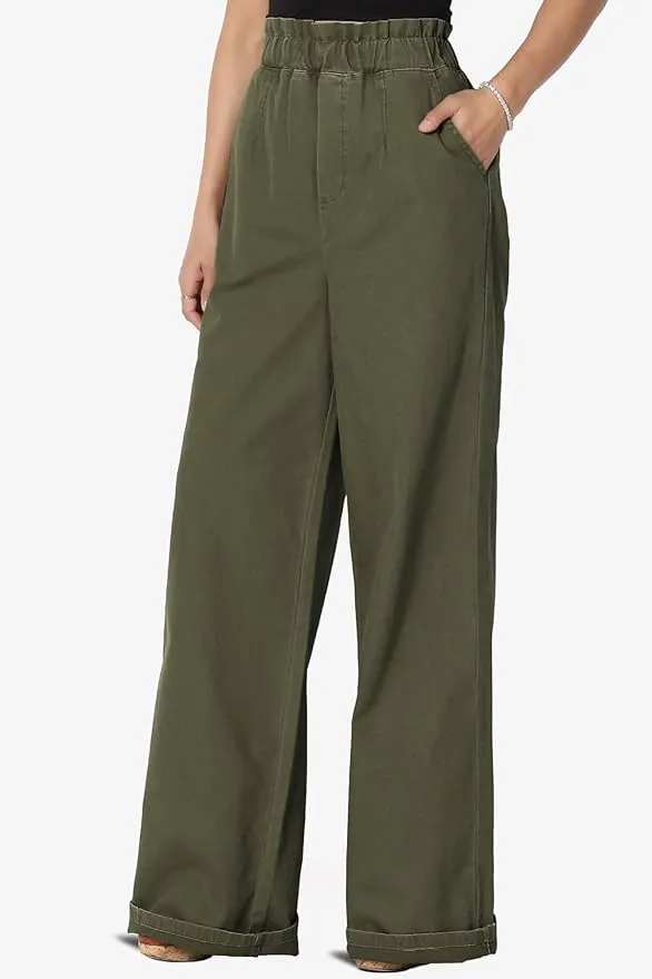 Feel Good Paperbag Waist Pants, Dark Olive NEW!