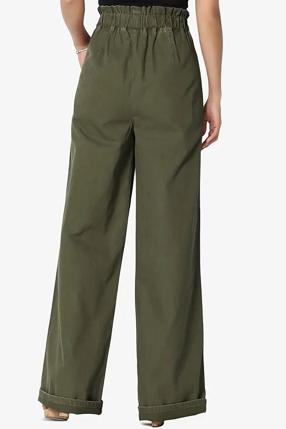 Feel Good Paperbag Waist Pants, Dark Olive NEW!