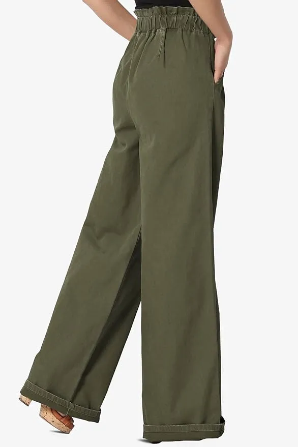 Feel Good Paperbag Waist Pants, Dark Olive NEW!