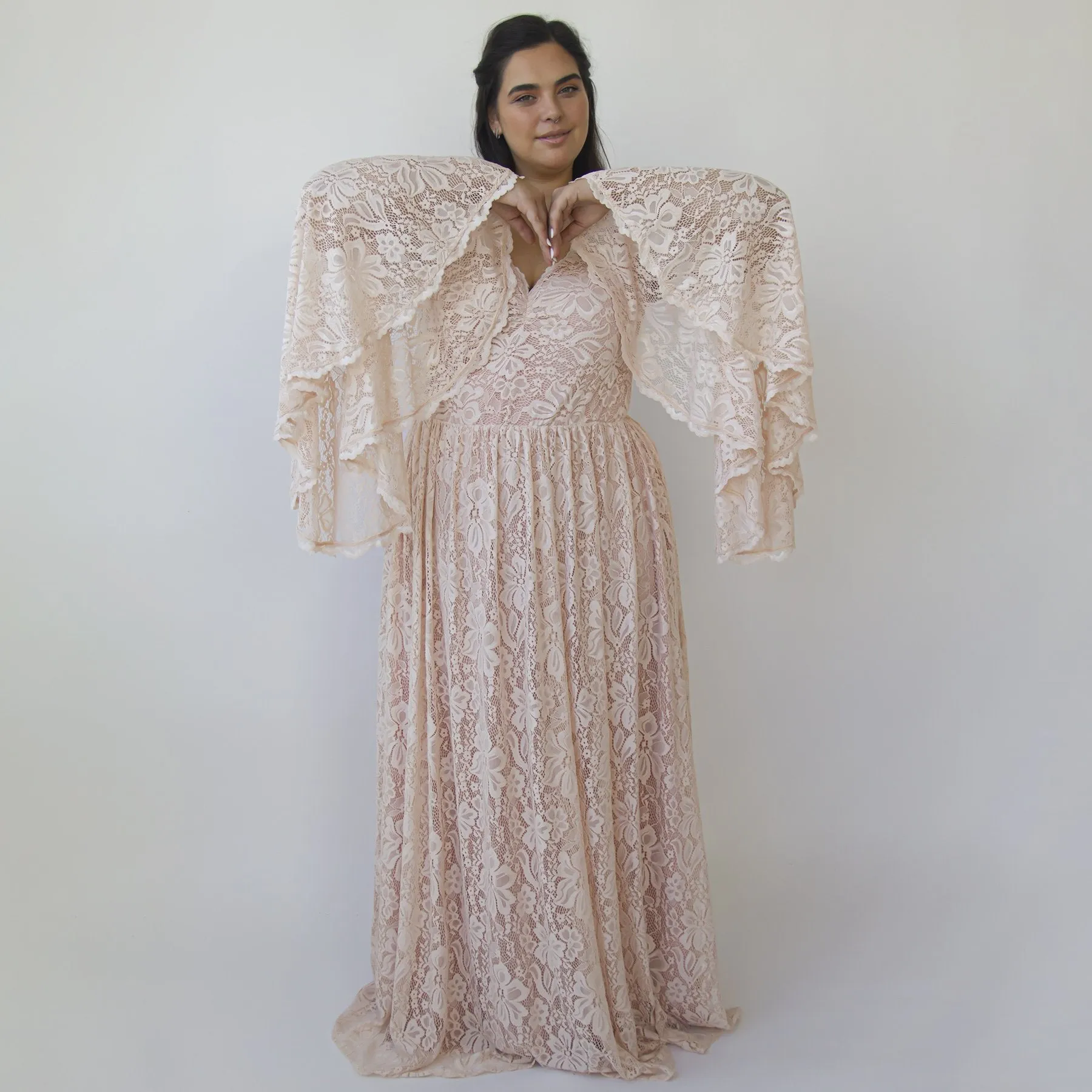 Flare Sleeves Lace Dress #1329