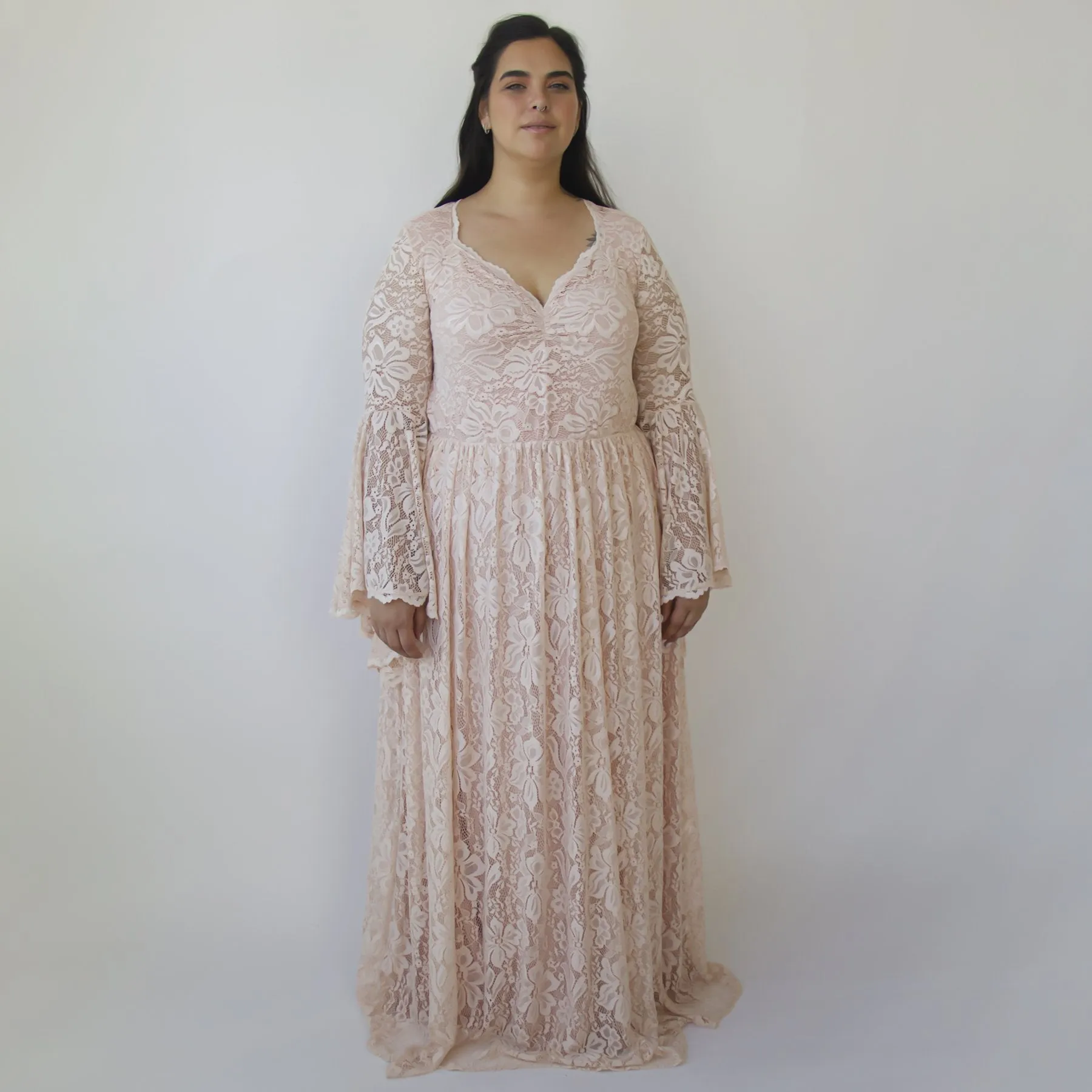 Flare Sleeves Lace Dress #1329