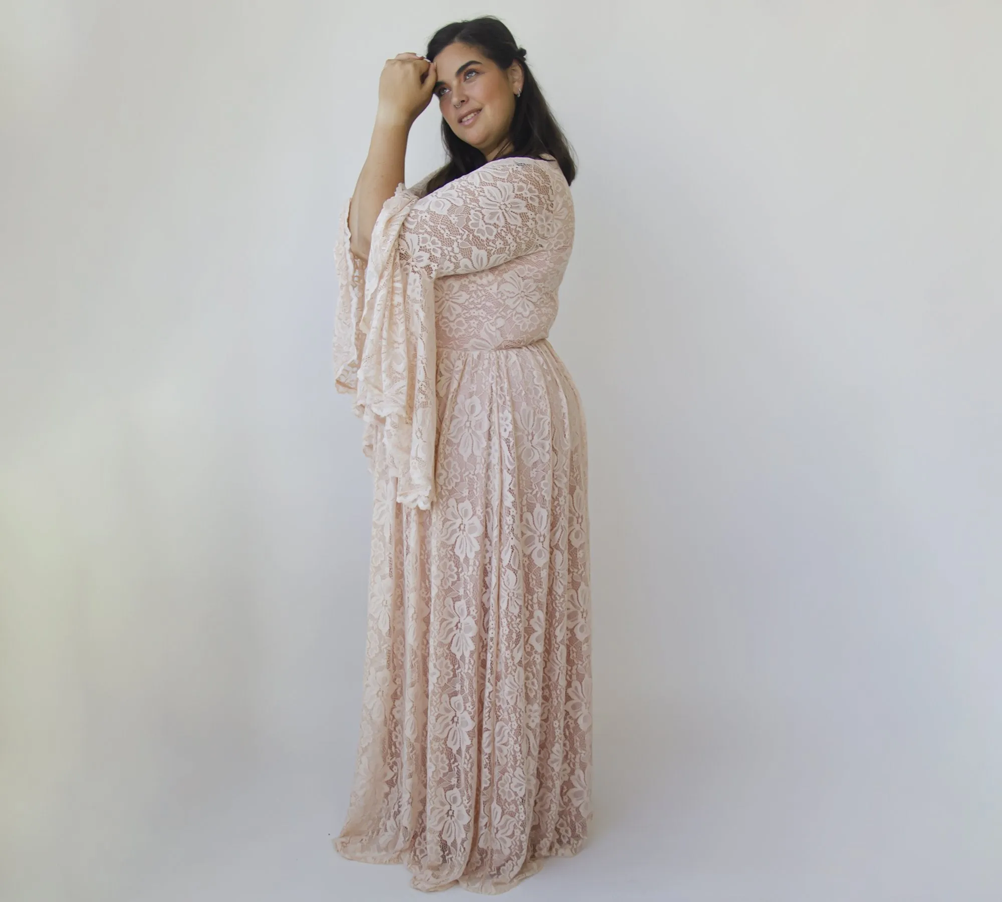 Flare Sleeves Lace Dress #1329